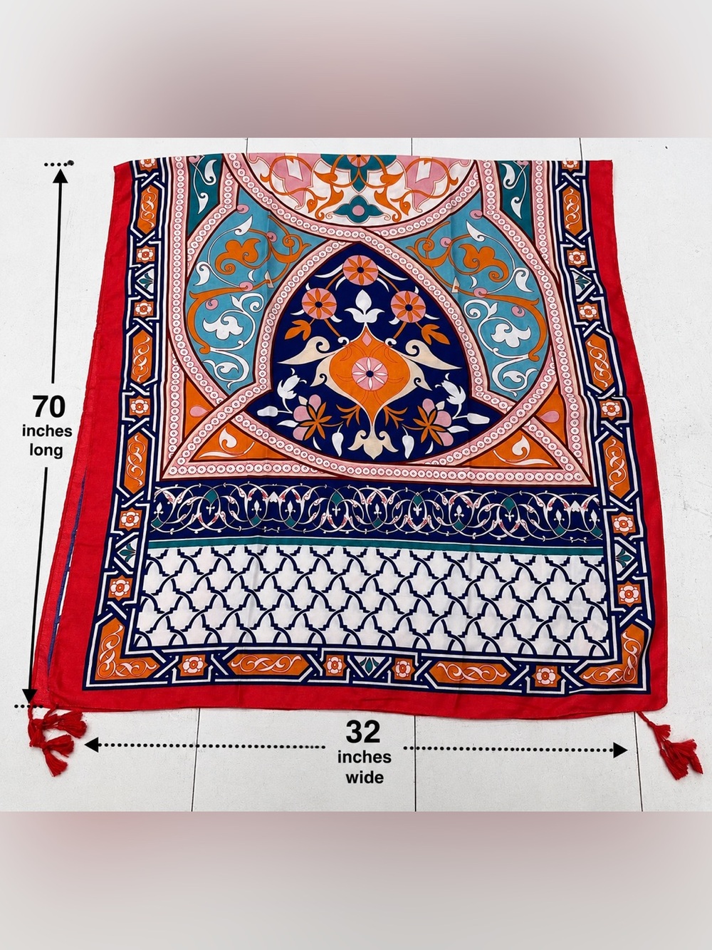 Mindful souls vibrant multi colored corner tassel scarf wrap meditation scarf